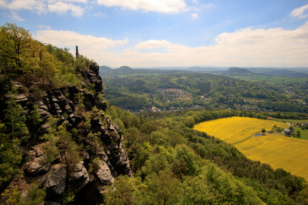View of the Lilienstein in Saxon Switzerland, Germanyの写真素材