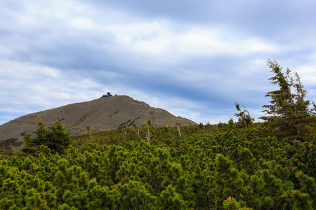 View of the Sniezka. The mountain trail in Karkonosze Mountains on the Polish and Czech border.の写真素材