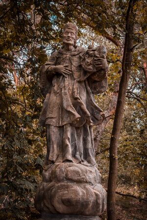 Stone sculpture of St. Jan Nepomucky John of Nepomukの写真素材