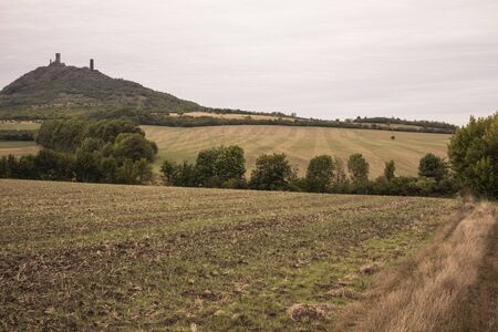 view of medieval castle Hazmburk (Klapy) nearby Pragueの写真素材