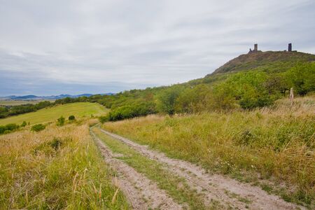 view of medieval castle Hazmburk (Klapy) nearby Pragueの写真素材