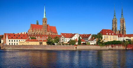 Wroclaw at Odra river with cathedral