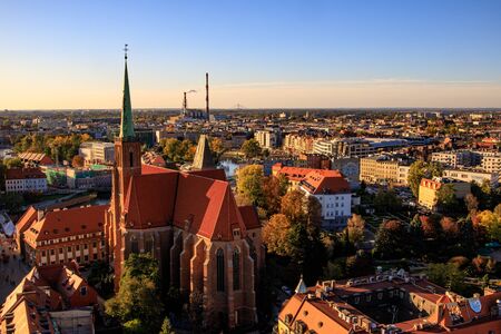 Old town cityscape panorama, Wroclaw Polandの写真素材