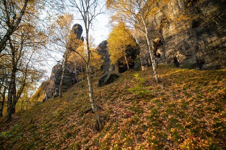 The Tisa Rocks, Tisa Walls Tiske steny, Tyssaer W nde , Czech republicの写真素材