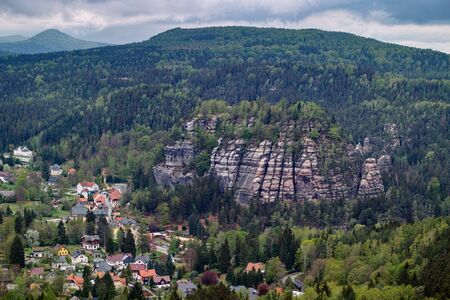 OYBIN, GERMANY small old town on the border of Germany (Saxony)の写真素材