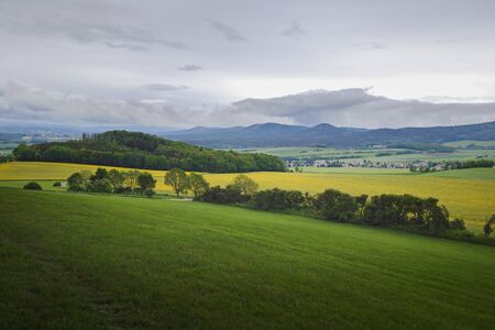 View from the Breiteberg to the Zittau mountainsの写真素材