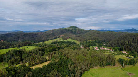 Drone Photography of the mountains near Decin.の写真素材