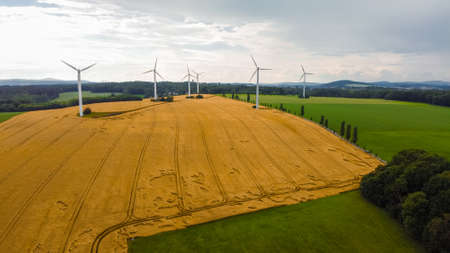air view of Leutersdorf and the mountains nearby in saxony.
