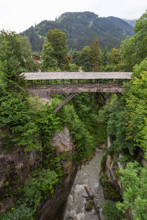 Wooden bridge in tirolの写真素材