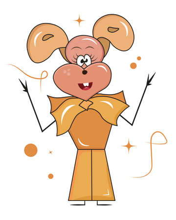 cheerful, kind and handsome dad dog in doodle style on a white background with geometric shapesのイラスト素材