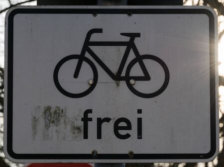 German sign only for bikesの写真素材