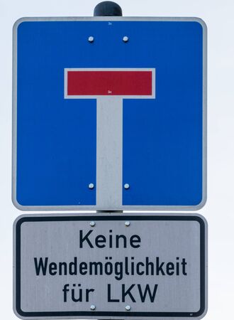 German traffic sign dead endの写真素材