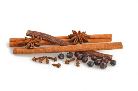 Mix of spices and licorice isolatedの写真素材