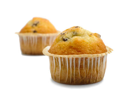 Couple of muffins isolated on whiteの写真素材