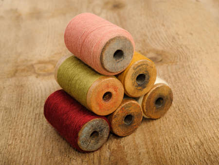 Colored spools of cotton thread