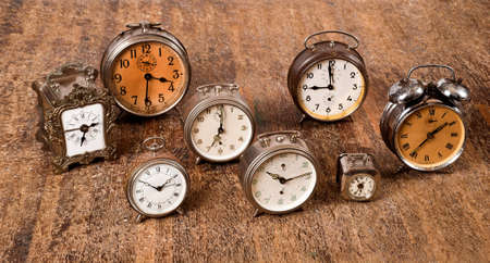 group of old alarm clocks