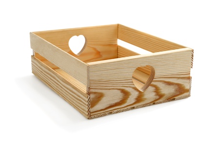 Wooden box isolated on whiteの写真素材