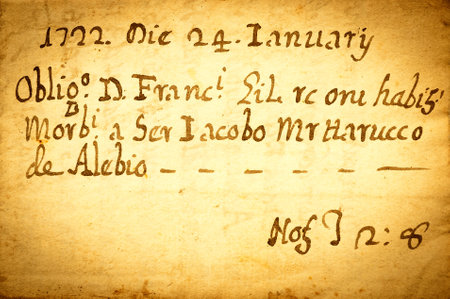 vintage document of the 1700 のeditorial素材