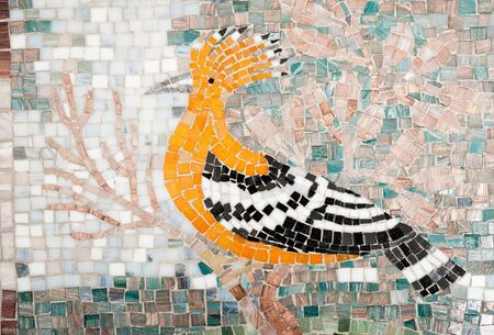 Mosaic depicting a hoopoe birdの写真素材