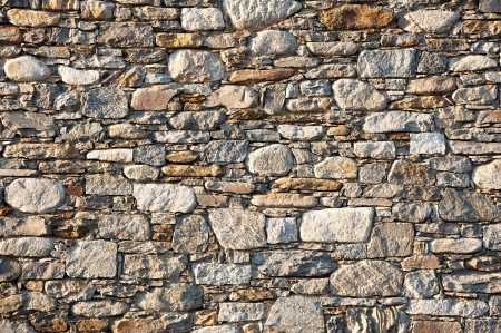 Stacked stone wall background horizontalの写真素材