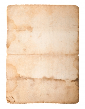 Dirty old paper isolated on whiteの写真素材