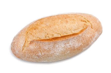 Bread loaf isolated on whiteの写真素材