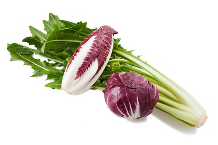 salad mix isolated on whiteの写真素材