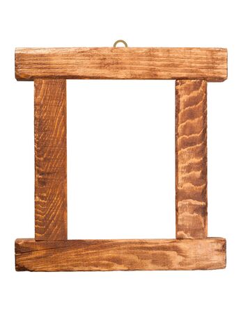 wood picture frame isolated on whiteの写真素材