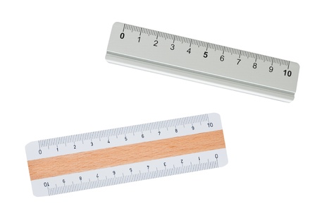 Two rulers isolated on whiteの写真素材