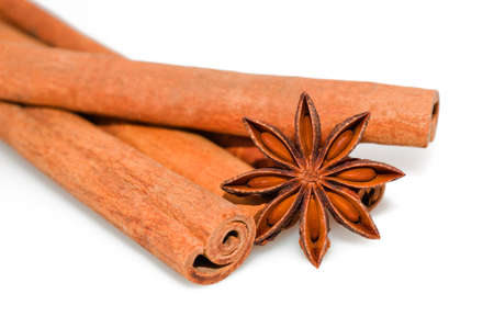 Star anise and cinnamon isolatedの写真素材