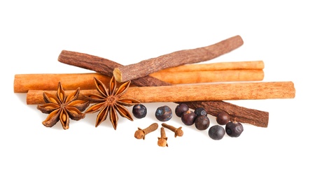 Mix of spices and licorice isolatedの写真素材