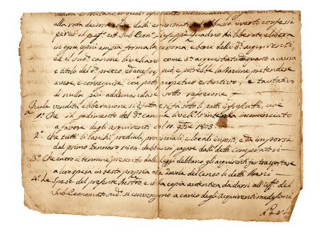   antique handwriting  isolated on whiteのeditorial素材