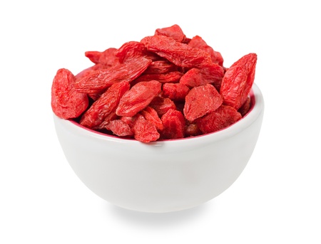  bowl of goji isolated on whiteの写真素材
