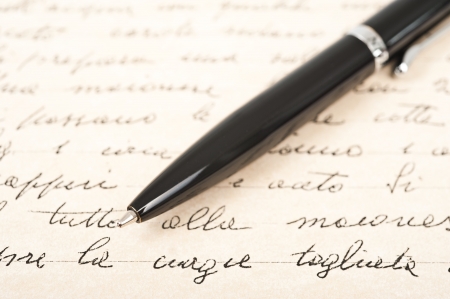 pen with hand written letterの写真素材