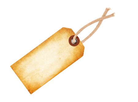 Etiquette with ribbon isolated on whiteの写真素材