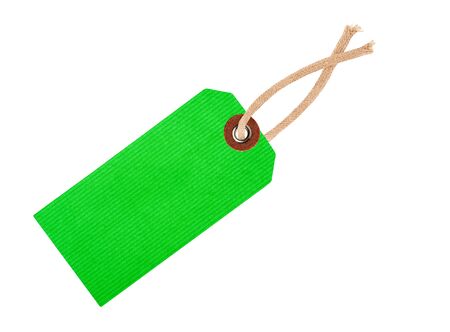 Etiquette with ribbon isolated on whiteの写真素材