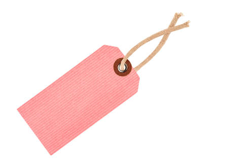 Etiquette with ribbon isolated on whiteの写真素材