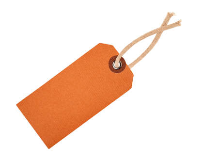 Etiquette with ribbon isolated on whiteの写真素材