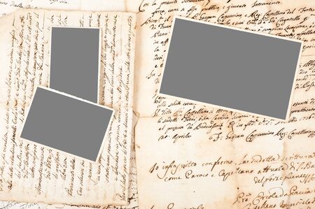 Old letters with old picturesの写真素材
