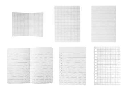 Paper sheets collection isolated on whiteの写真素材