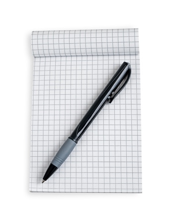 Block Notes and pen isolated on whiteの写真素材