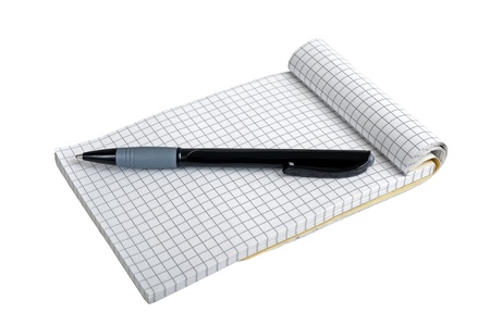 Block Notes and pen isolated on whiteの写真素材