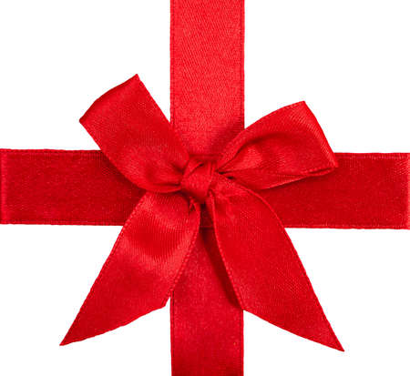 Red bow isolated on whiteの写真素材