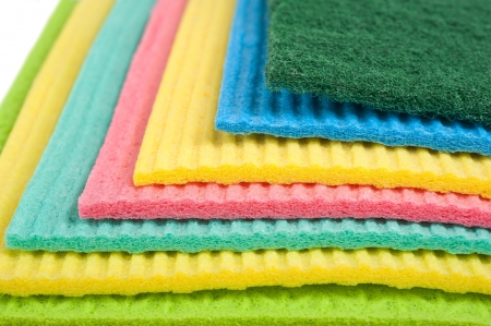 cleaning wipes isolated on whiteの写真素材