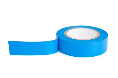 Blue Adhesive tape on the white backgroundの写真素材