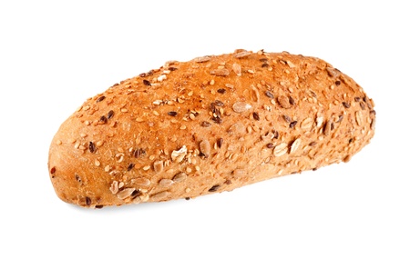Whole wheat bread on white backgroundの写真素材