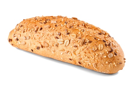 Whole wheat bread on white background の写真素材
