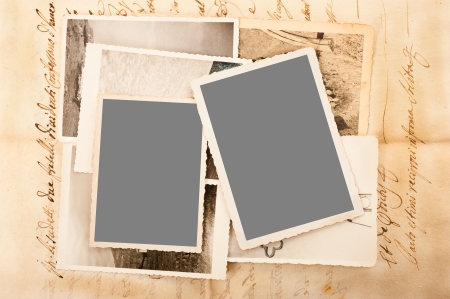 old letter with old picturesの写真素材
