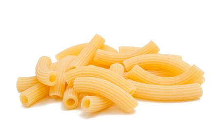 sedani raw pasta isolated on white background