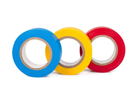 Multicolored insulating tapes roll isolated の写真素材
